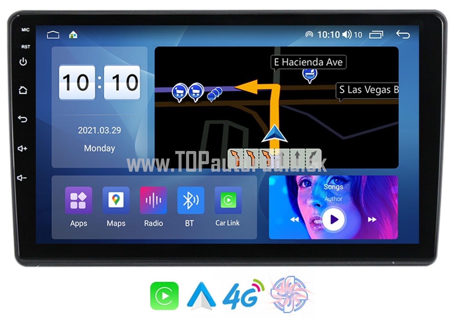 9" AUTORÁDIO ANDROID VW-ŠKODA-SEAT a iné autá s otvorom 188x116mm, CPU:8-jadrovy