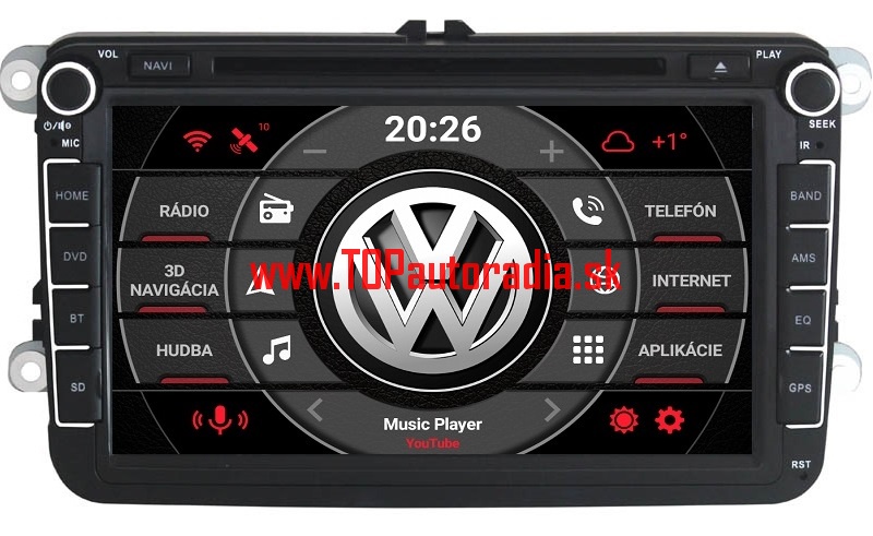 8" AUTORÁDIO ANDROID NXPFM DSP CARPLAY pre VW-ŠKODA-SEAT